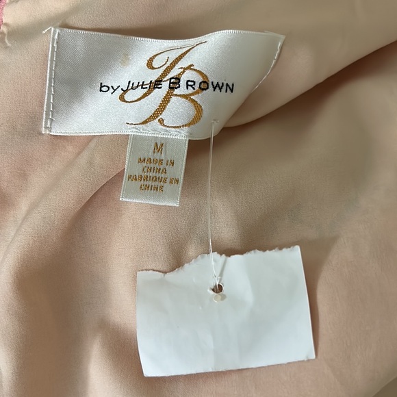 NWT JB by Julie Brown Pink Lace 3/4 Ruffle Bell Sleeve Shift Mini Dress - M - Picture 9 of 12